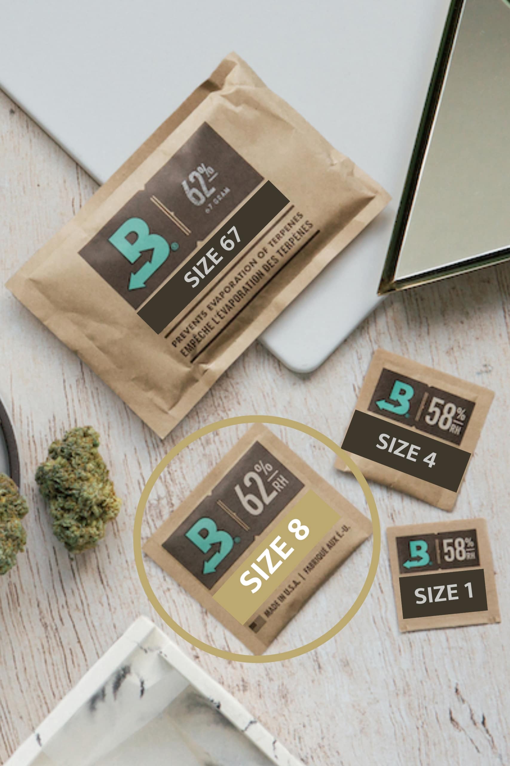 Boveda 62% pads for the fermentation of cannabis - Size 8